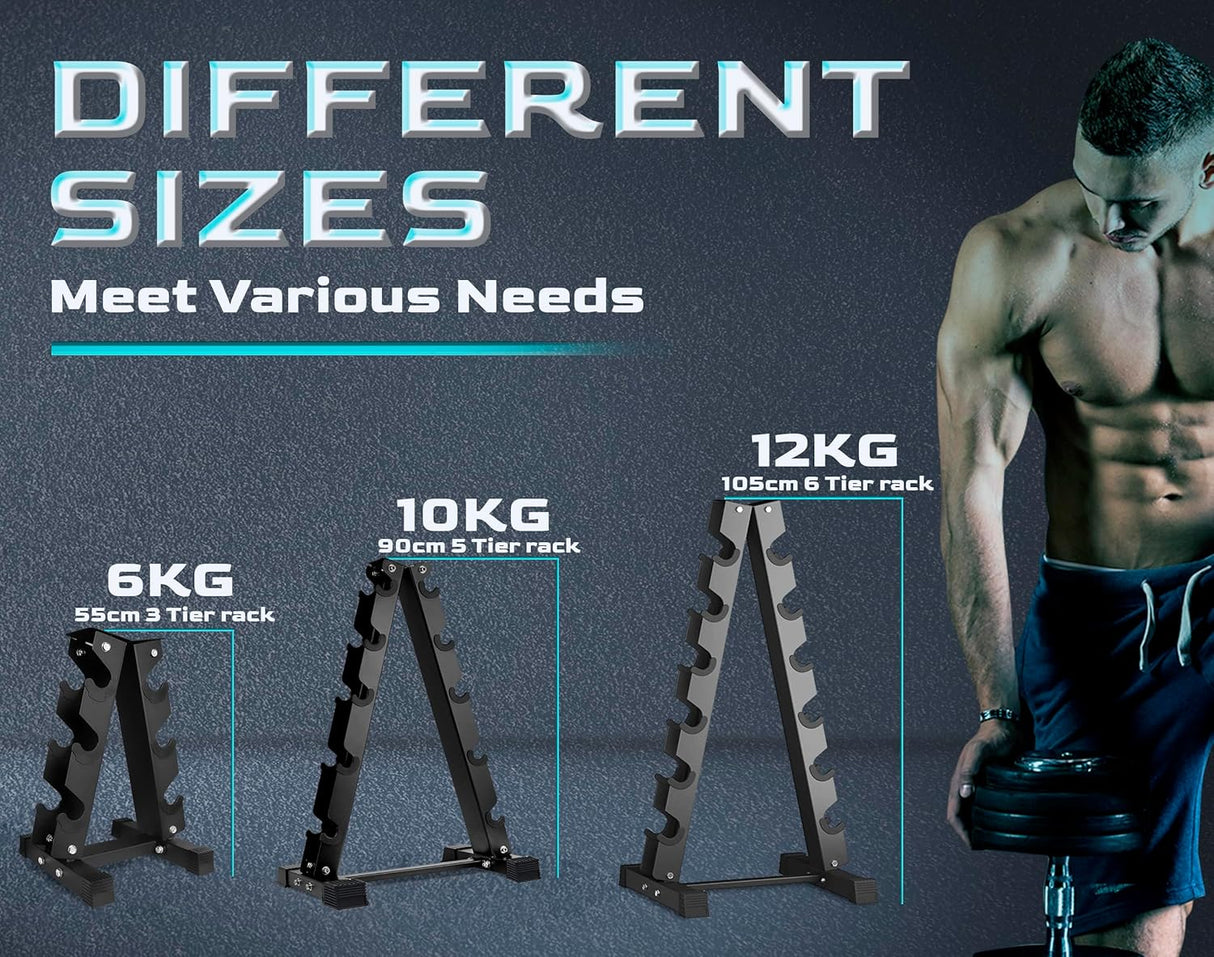 Dumbbell Storage Rack 3-Tier Heavy-Duty Steel Stand for Home Gym