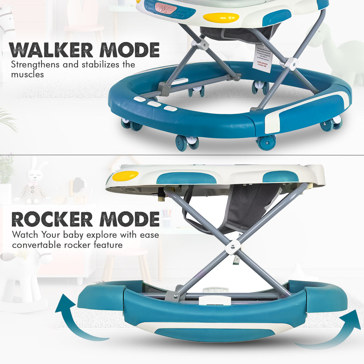 Baby Walker/Rocker Bouncer First Steps Push Along Activity Music Ride On Car UK