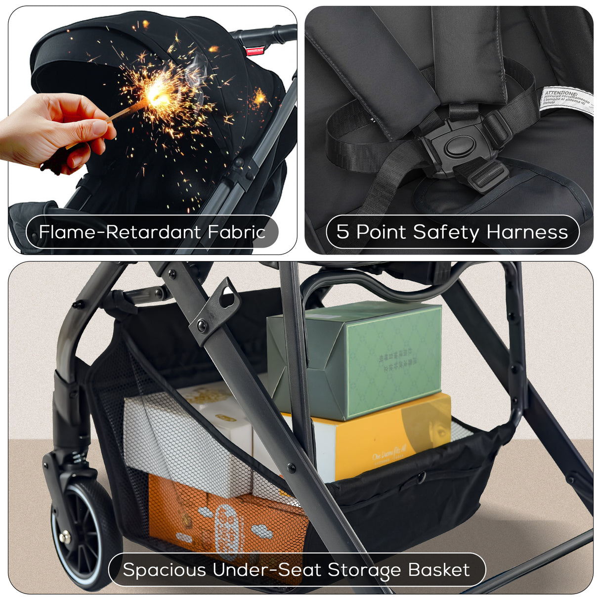 FK Sports Lightweight Foldable Baby Stroller – Compact Travel Pram with UV Canopy & Shock-Absorbing Wheels