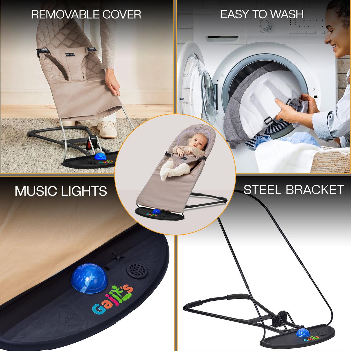 Newborn Baby Bouncer Chair – Soft, Durable & Foldable Infant Rocker Seat