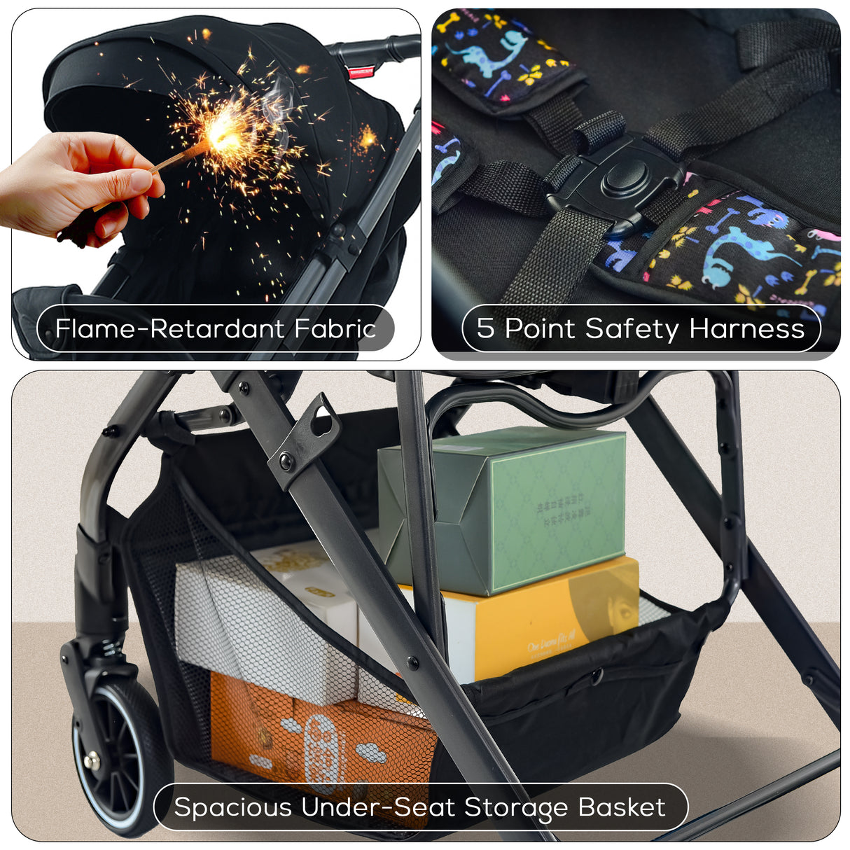 FK Sports Lightweight Foldable Baby Stroller – Compact Travel Pram with UV Canopy & Shock-Absorbing Wheels