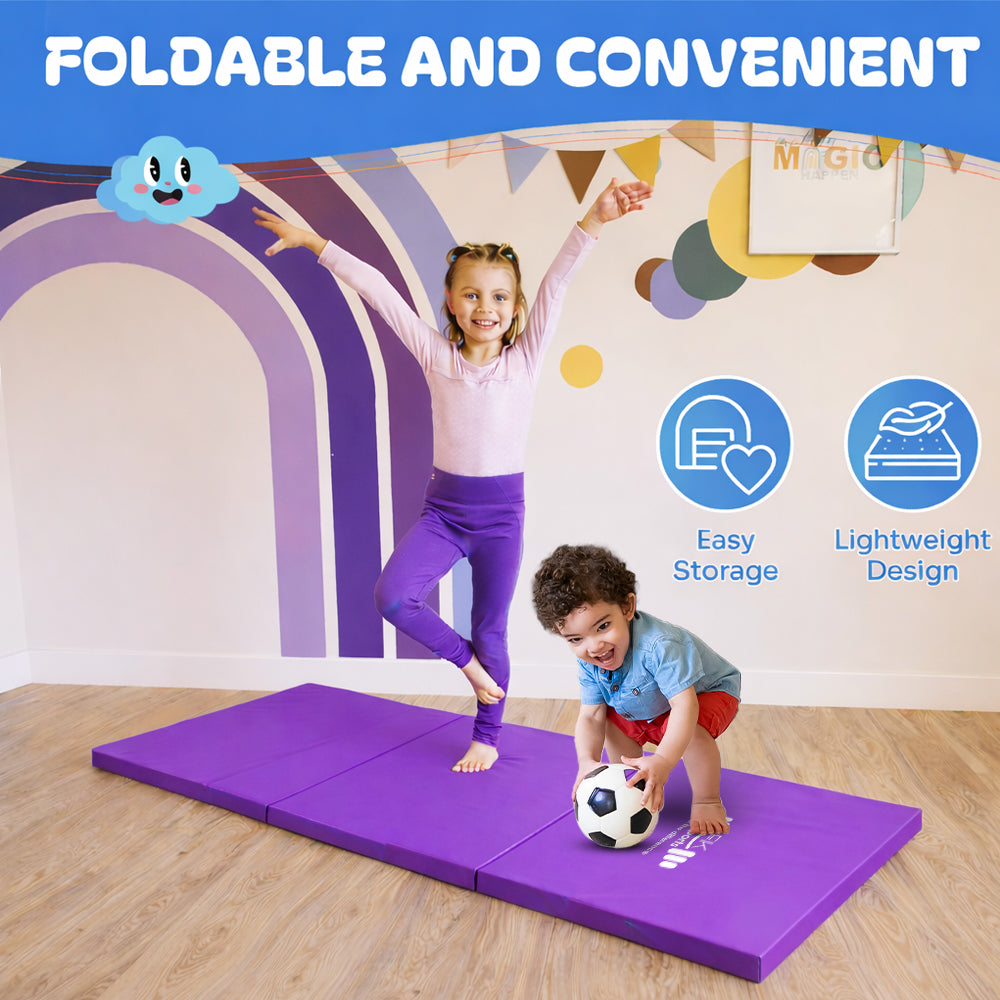 Tri Folding Mat Exercise Gym Gymnastic Fitness Workout Mat with Handles 3 Panels