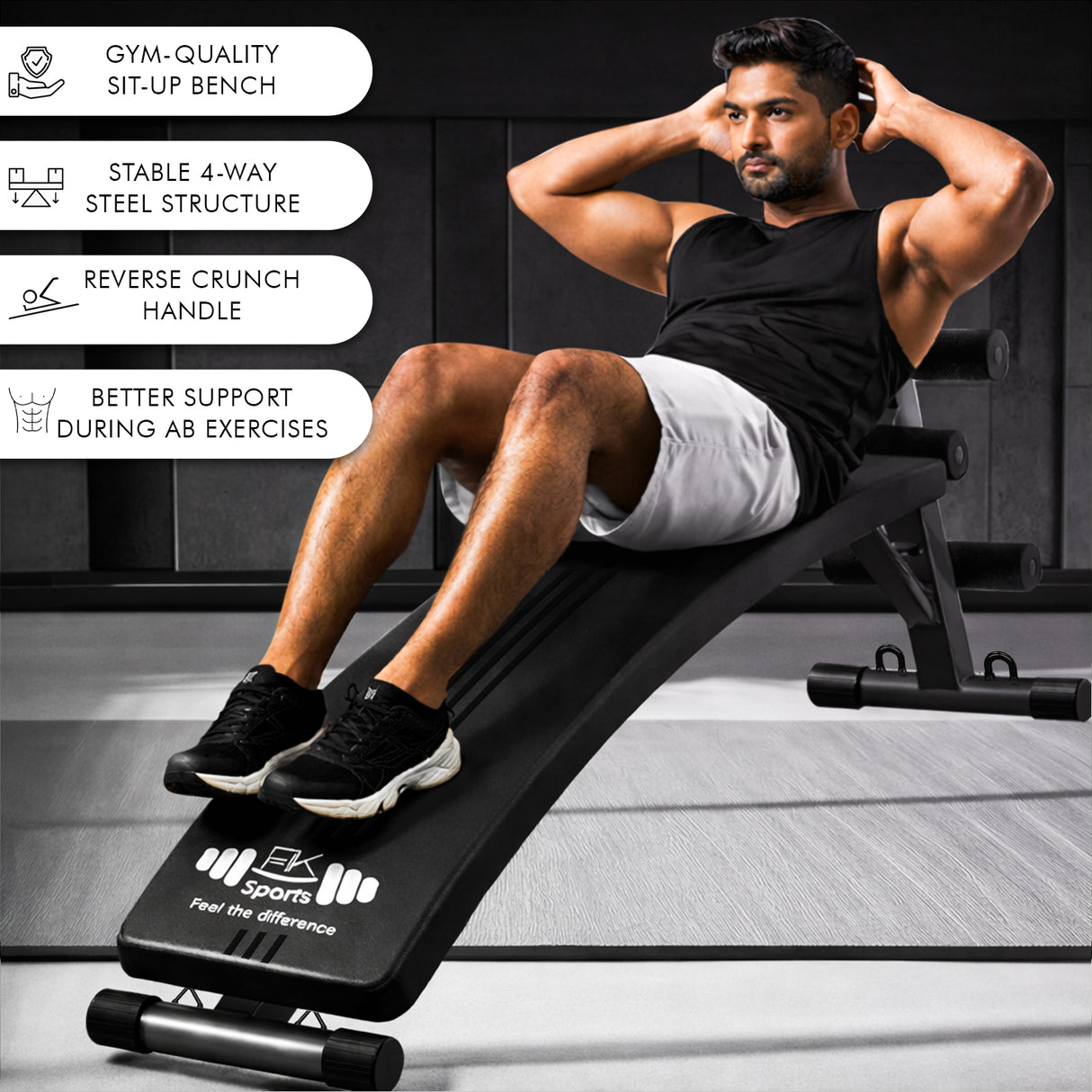 Adjustable Foldable Sit-Up & Weights Bench – 6 Level Incline Ab & Bench Press Bench