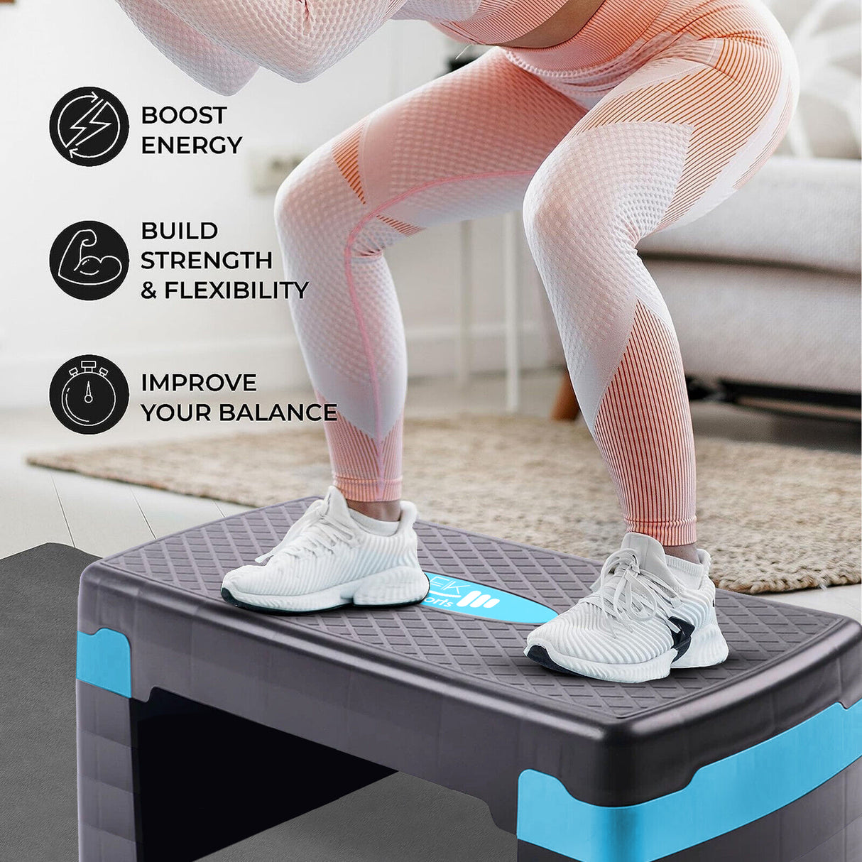 Aerobic Stepper Adjustable Height 2-3-5 Levels Exercise Stepper for Home Yoga