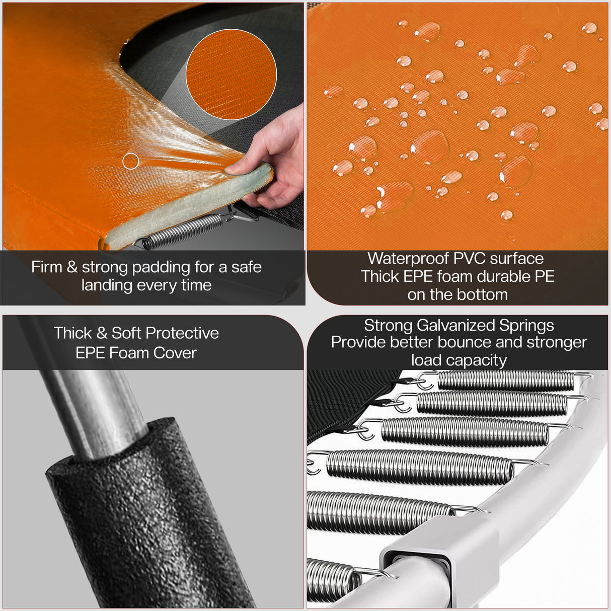 Outdoor Trampoline 6FT/8FT/10FT/12FT - Rebounder Trampoline for Toddlers, Kids & Adults with Safety Enclosure Net, Anti-tear, UV-Proof Pad, Exercise & Fitness