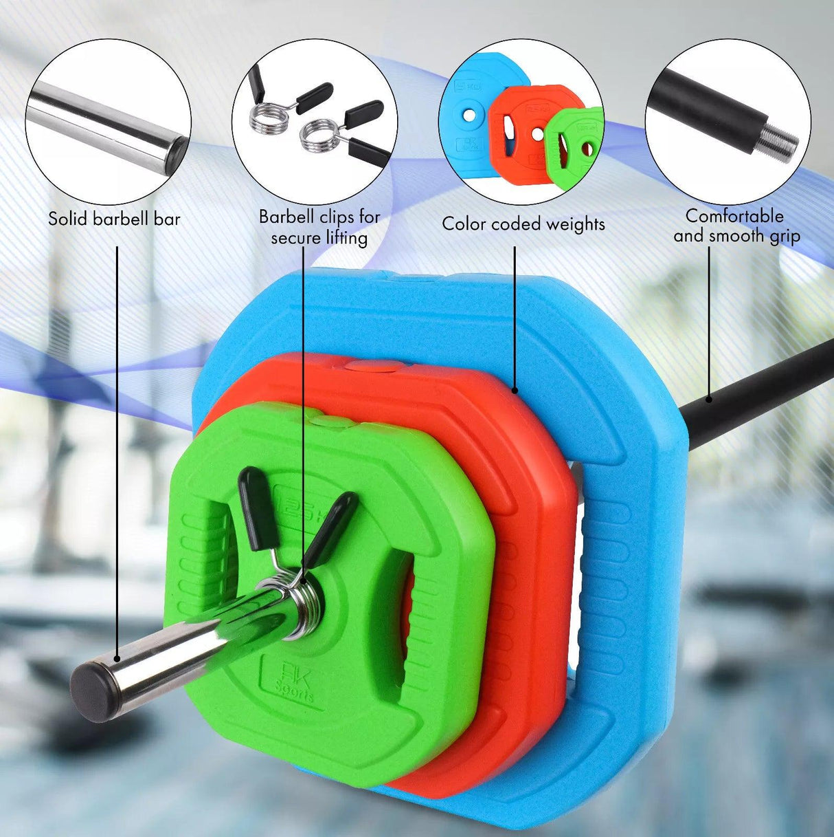 20KG–30KG Barbell Weight Set – Strength Training Pump Set Kit for Home Gym Workout