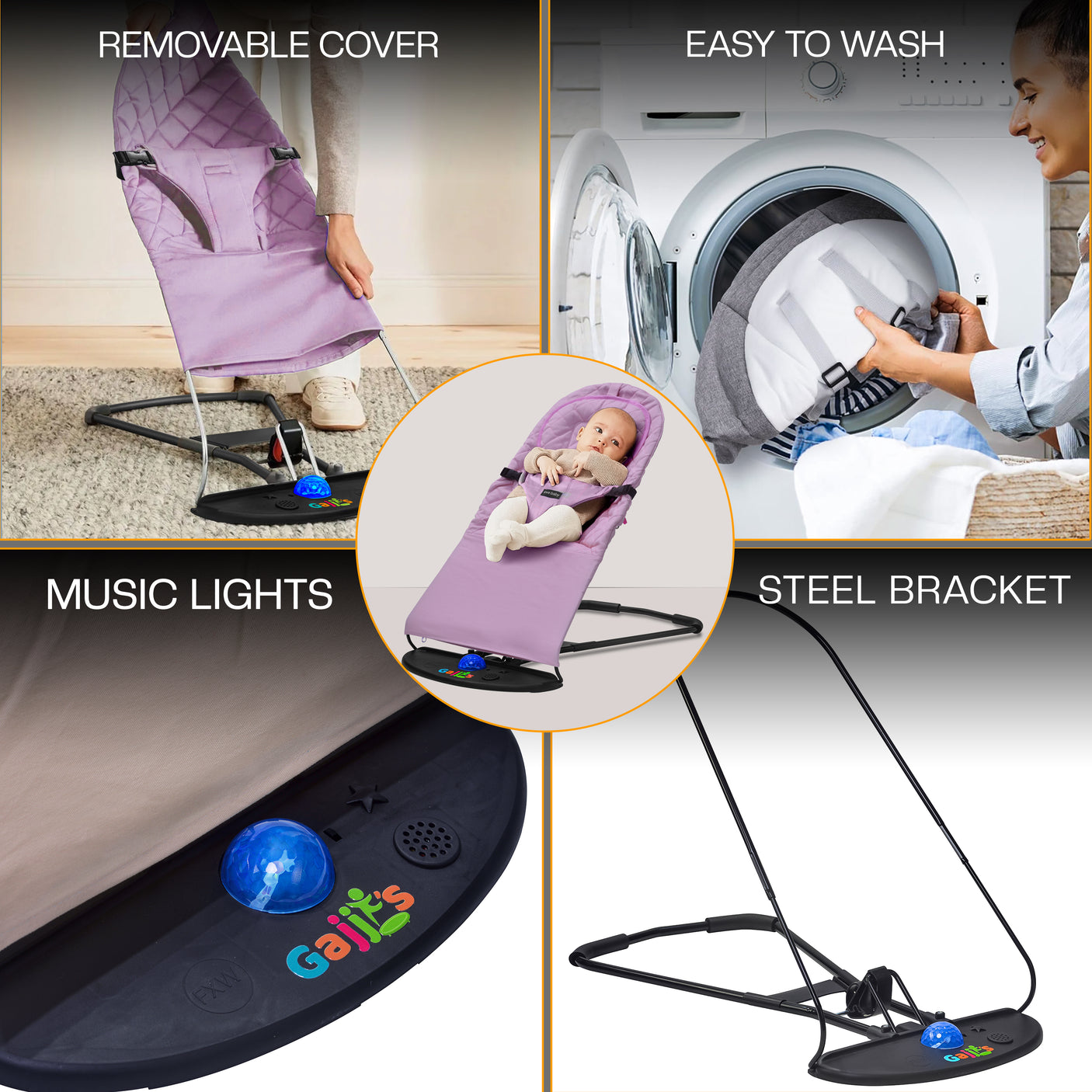 Newborn Baby Bouncer Chair Foldable Infant Rocking Seat UK | FK Sports