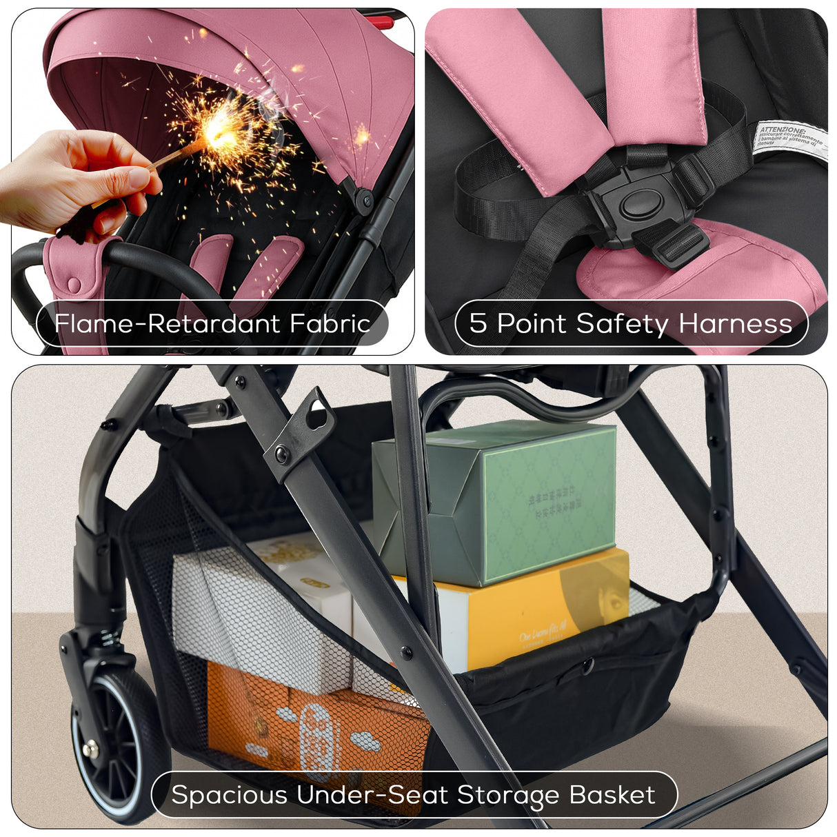 FK Sports Lightweight Foldable Baby Stroller – Compact Travel Pram with UV Canopy & Shock-Absorbing Wheels