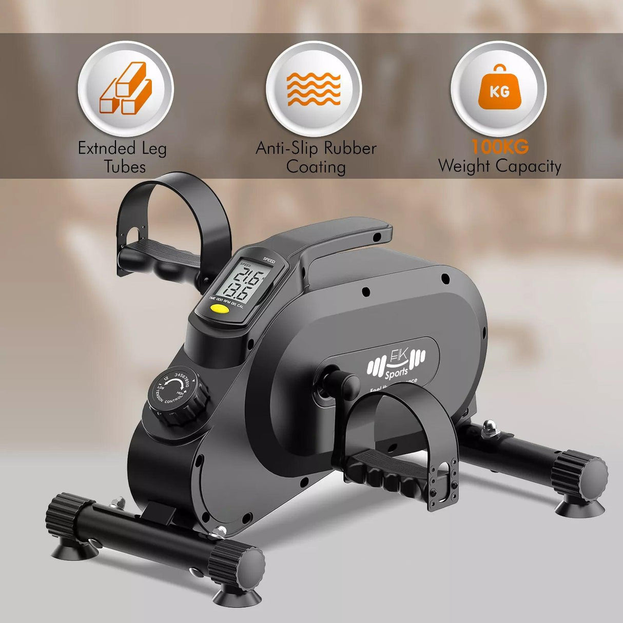 Mini Exercise Bike – Under Desk Pedal Exerciser with 8-Level Magnetic Resistance & LCD Display – Quiet Workout Machine for Arms & Legs at Home