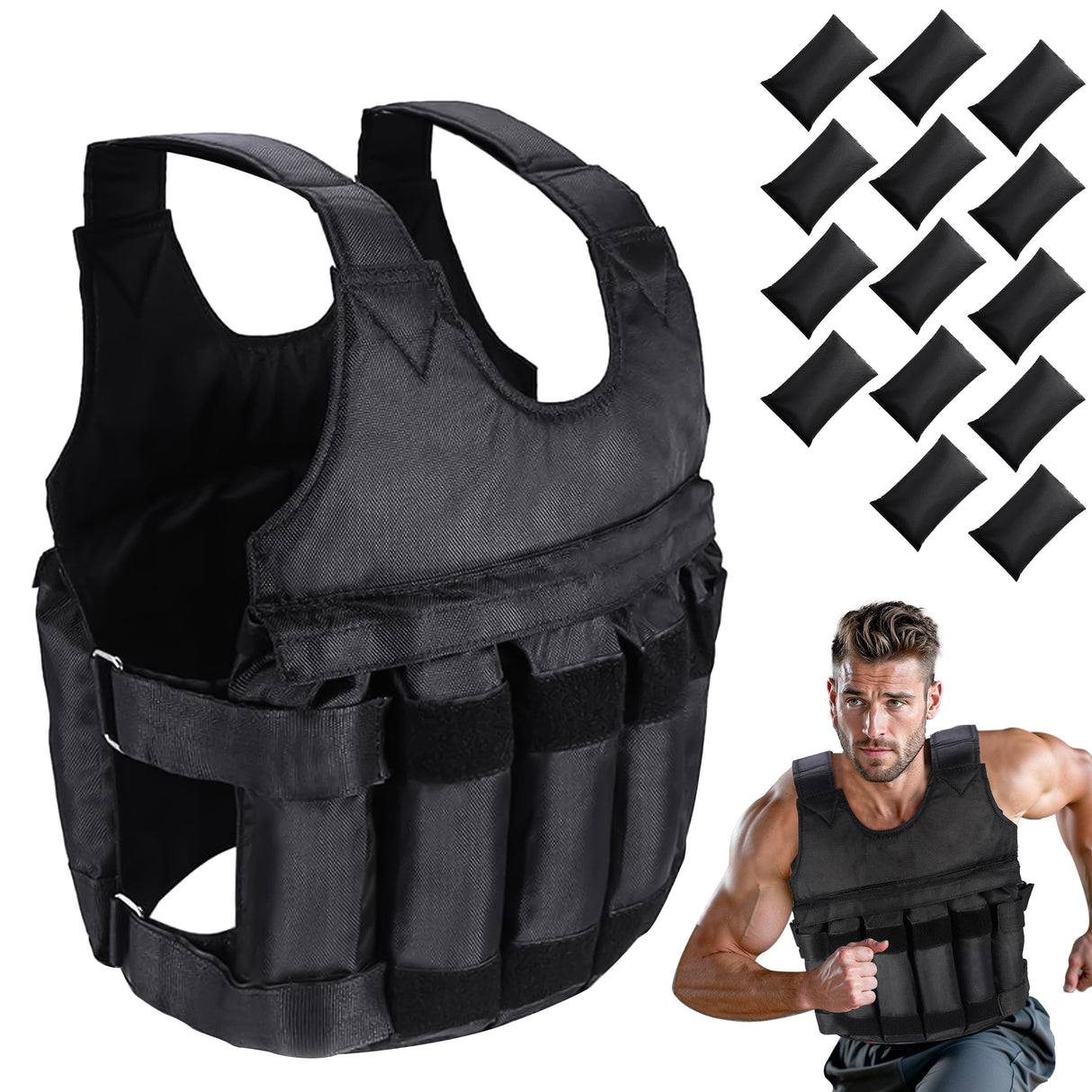 Weighted Vest for Men & Women – 5kg/10kg/20kg Weight Vest for Running, Boxing, Cardio & Strength Training – Durable Ironsand Body Weight Jacket