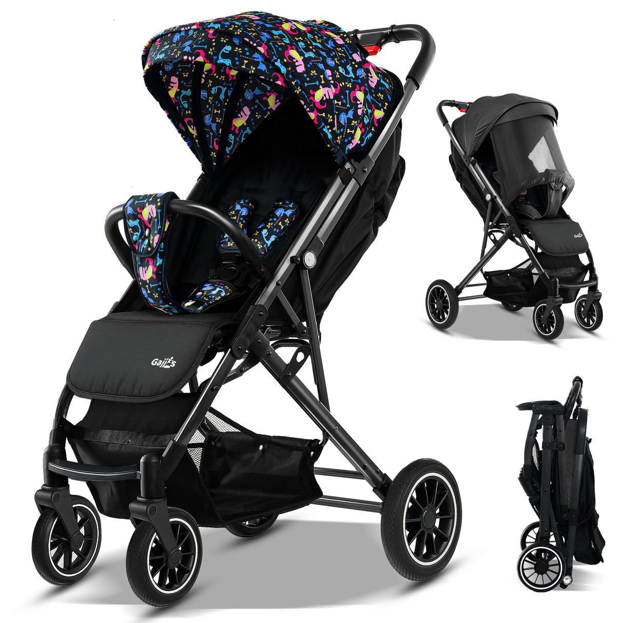 FK Sports Lightweight Foldable Baby Stroller – Compact Travel Pram with UV Canopy & Shock-Absorbing Wheels