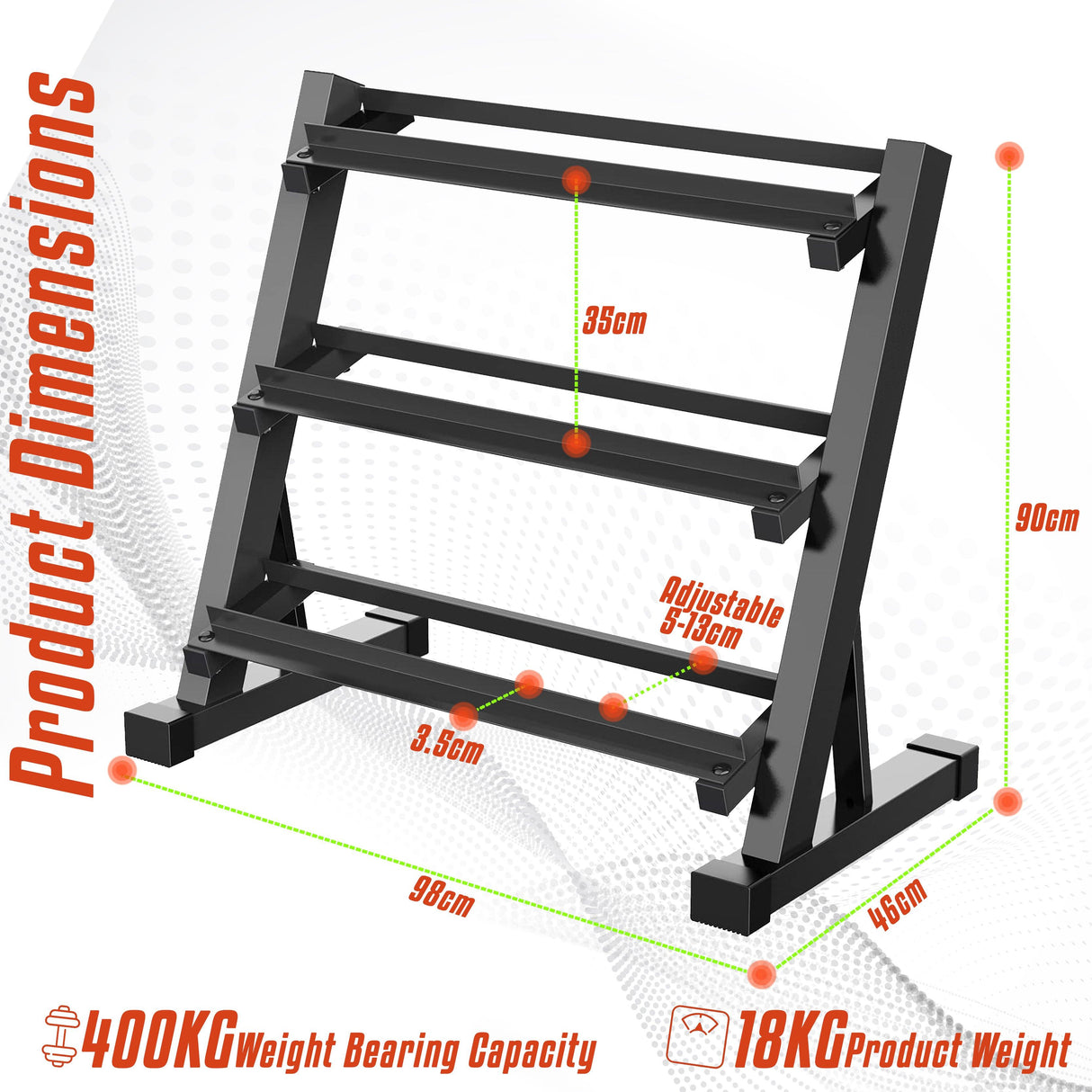 3-Tier Heavy-Duty Dumbbell Rack – Sturdy Weight Storage Stand for Home or Commercial Gym