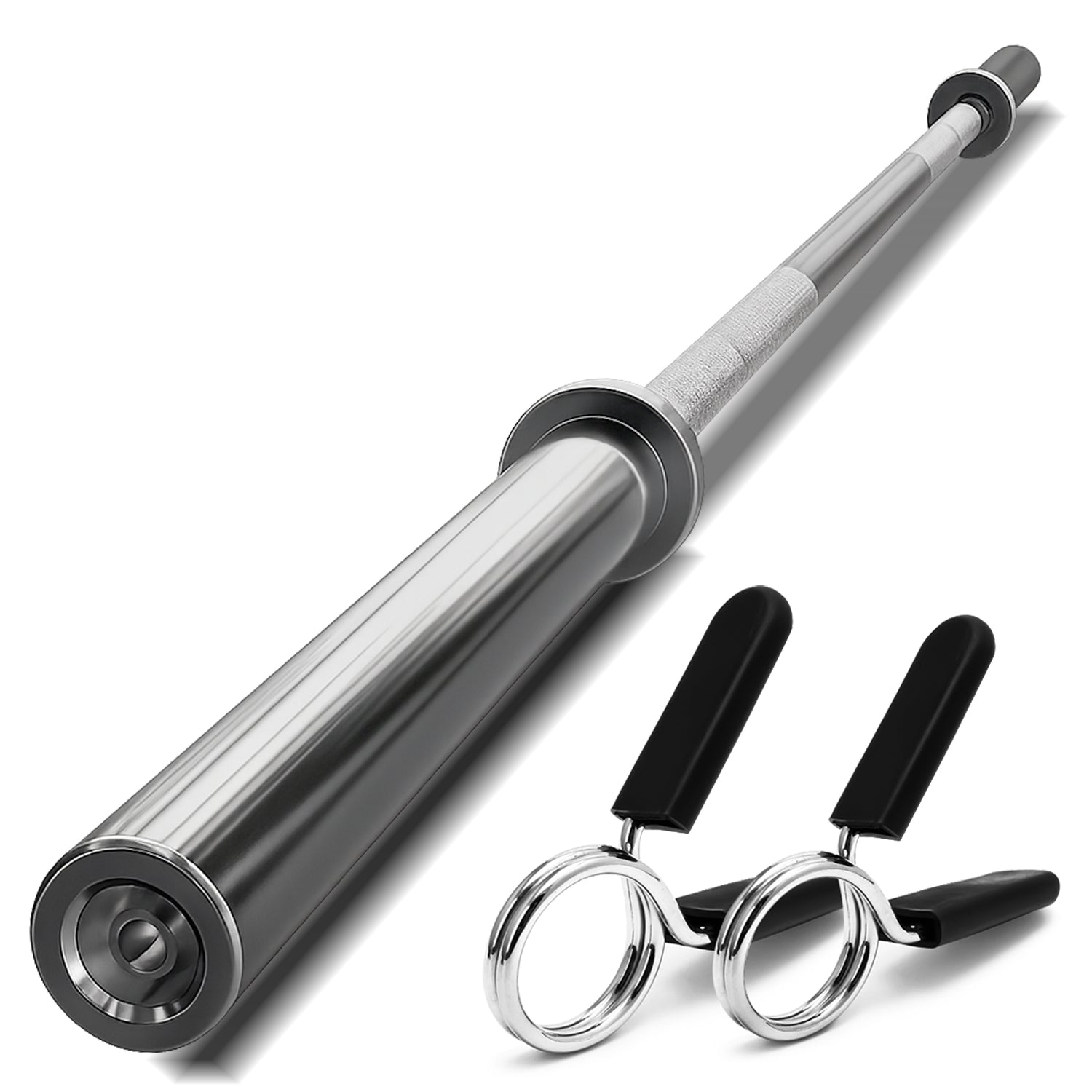 Olympic Barbell Bar – 2" Chrome Finish | 4ft, 5ft, 6ft, 7ft with Collars | Anti-Slip Grip for Weightlifting & Strength Training