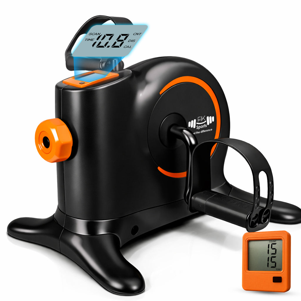 Black Mini Exercise Bike Pedal Exerciser with LCD Display – Compact Home Fitness Trainer