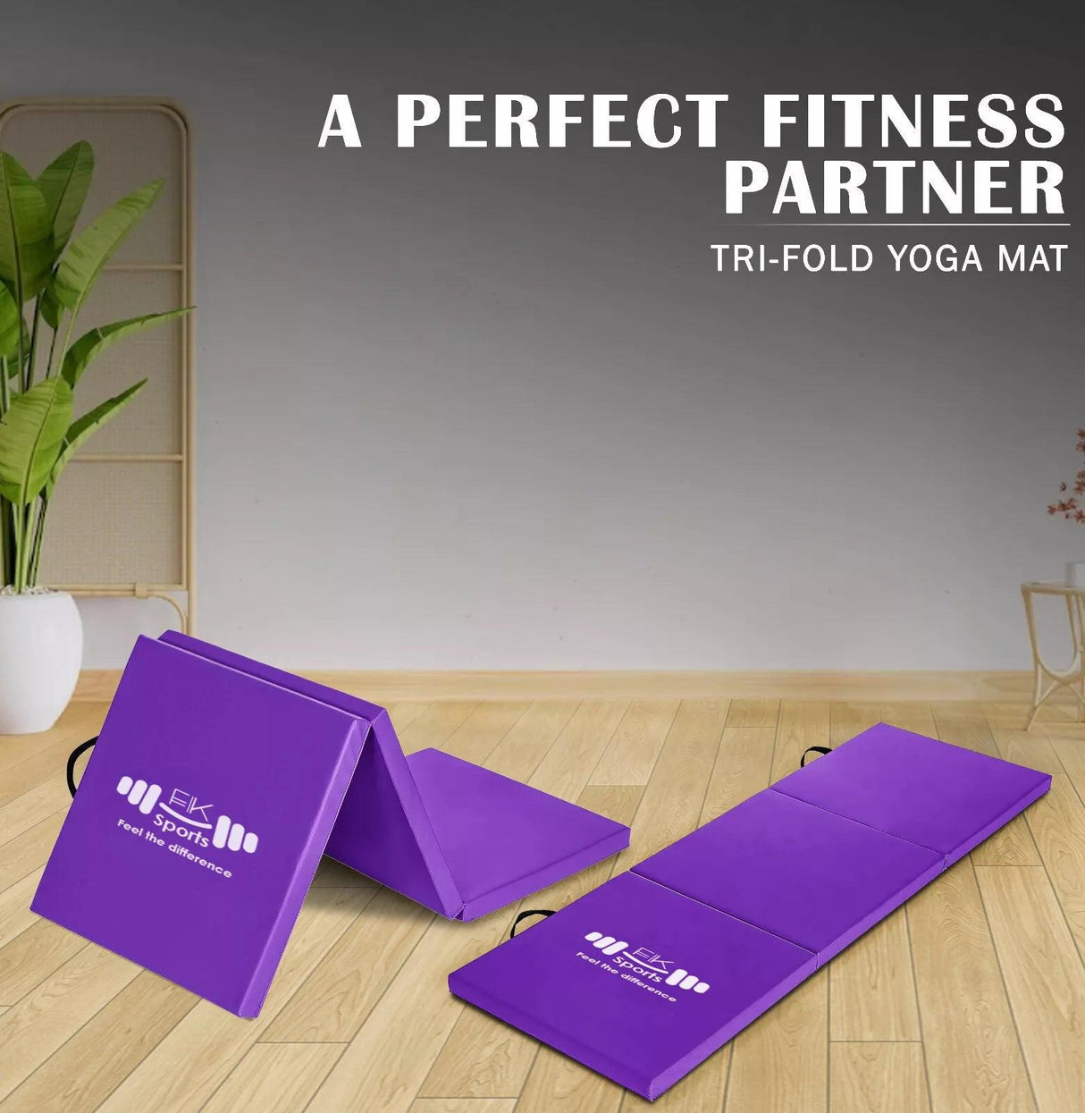 Tri Folding Mat Exercise Gym Gymnastic Fitness Workout Mat with Handles 3 Panels