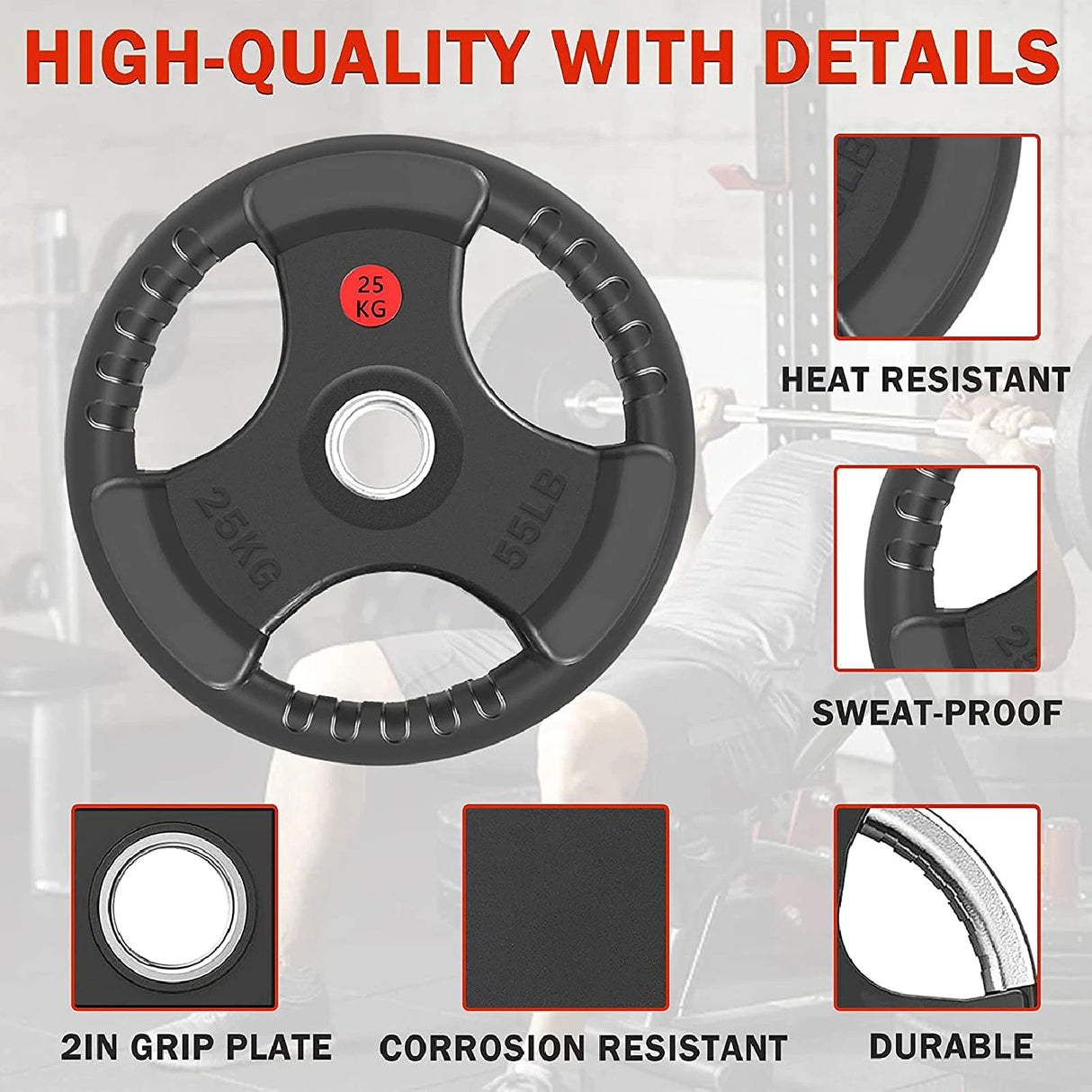 150KG Olympic Weight Plates + 7FT Olympic Barbell Set