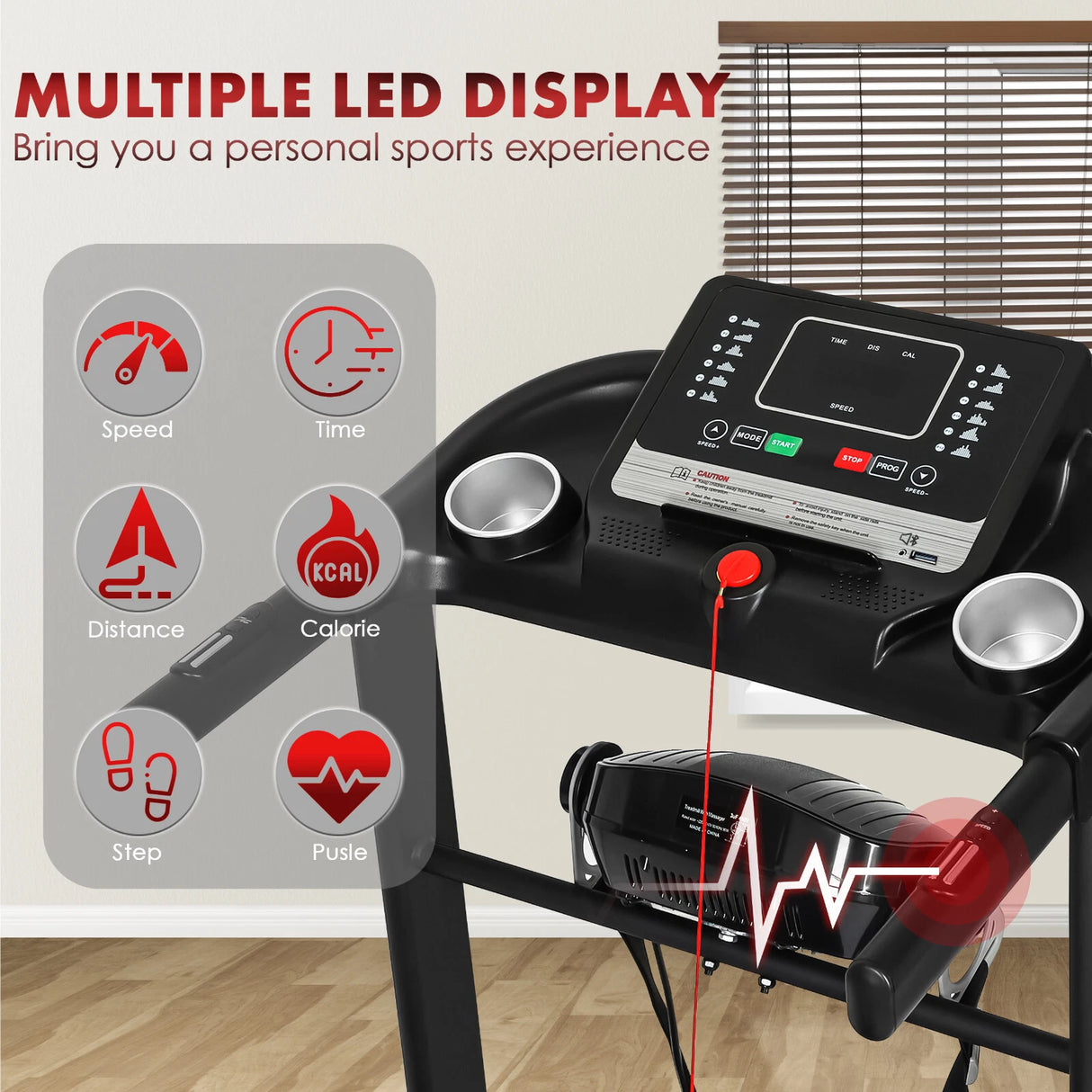 Foldable Treadmill 1–12 KM/H – Incline, Massager & Home Gym Design