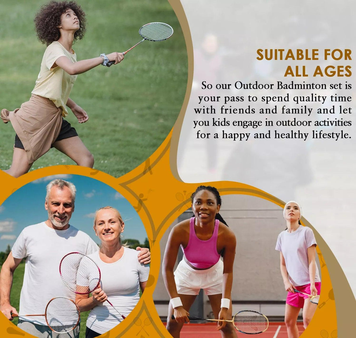 Badminton Set – 4 Rackets, Net, Shuttlecocks & Bag for Outdoor Play