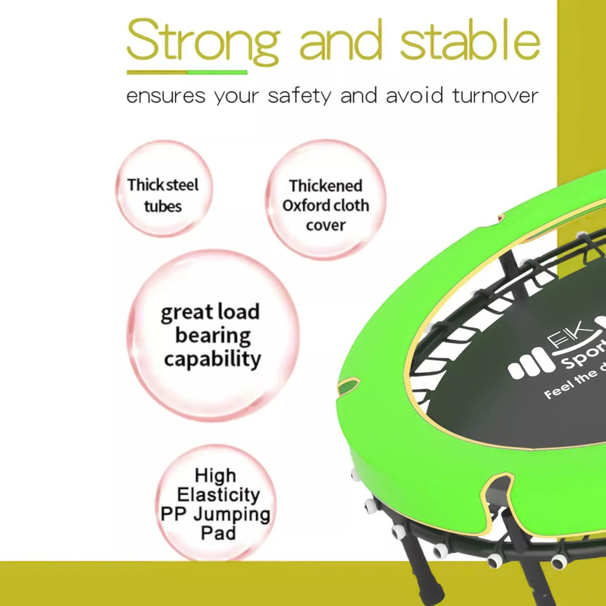 55" Kids Trampoline with Safety Enclosure Net – Indoor & Outdoor Mini Rebounder for Toddlers, Ages 1–11, with Bungee System, Anti-Skid Pad & Steel Frame