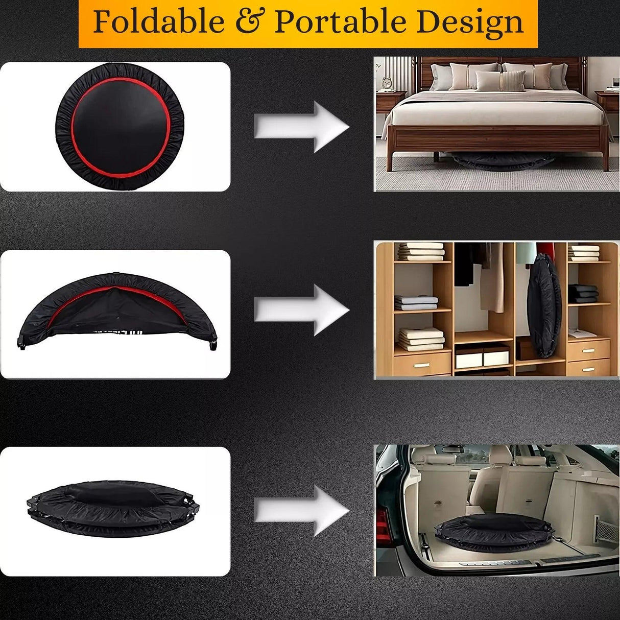 Mini Trampoline Foldable Trampoline Fitness Rebounder Exercise Bouncer 40/48"