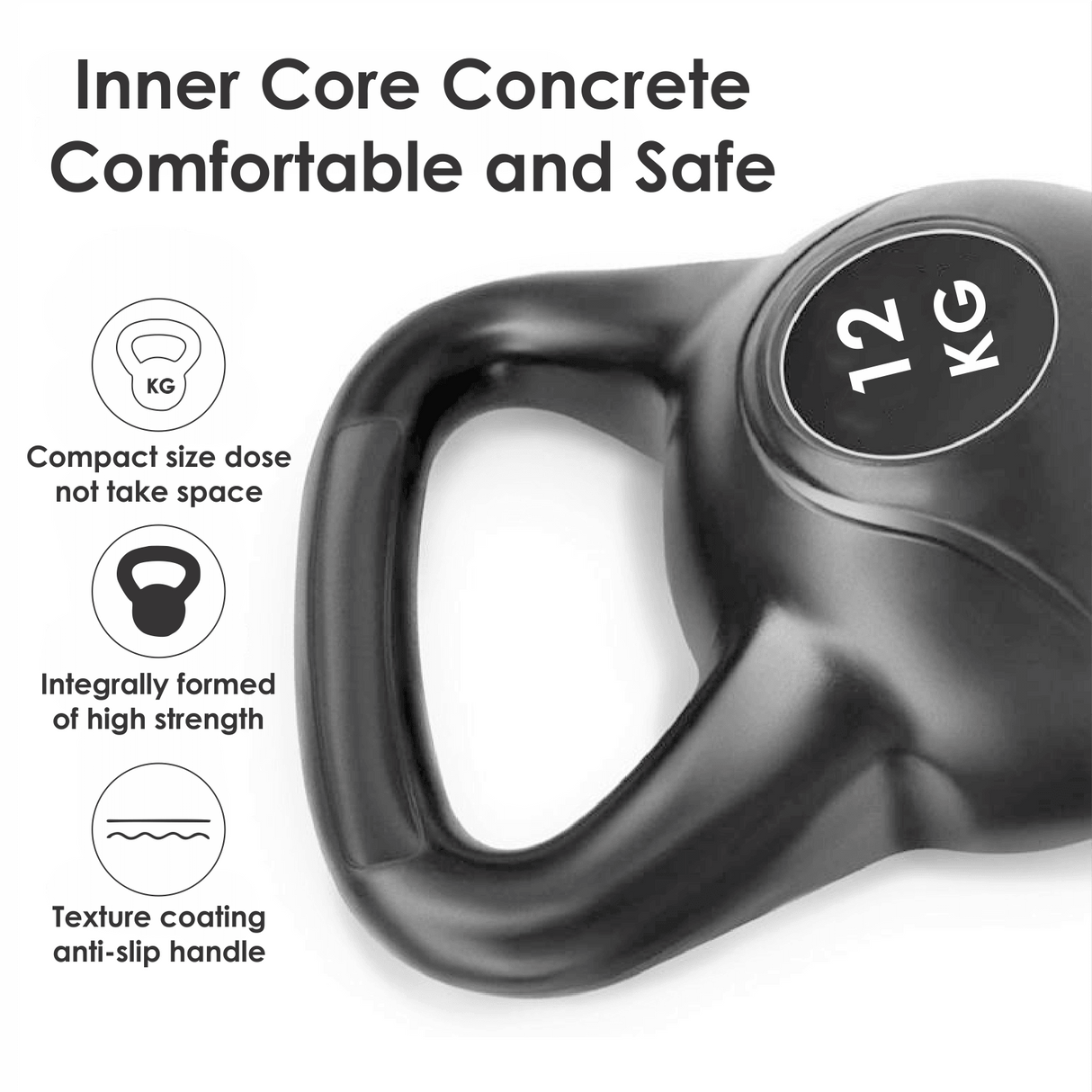 12kg Vinyl Coated Kettlebell – Heavy Duty Weight for Home Gym Workouts, Strength Training & Fitness – Ideal for Men & Women