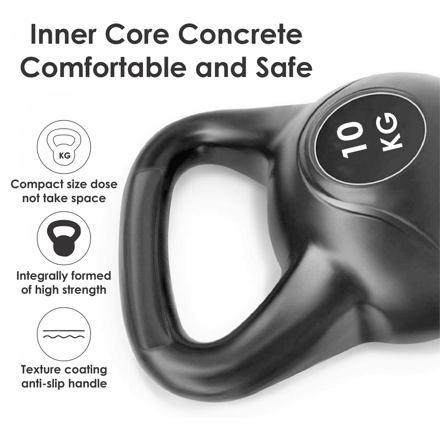 10 kg Vinyl Coated Kettlebell – Cast Core, Anti-Slip Base | FK Sports