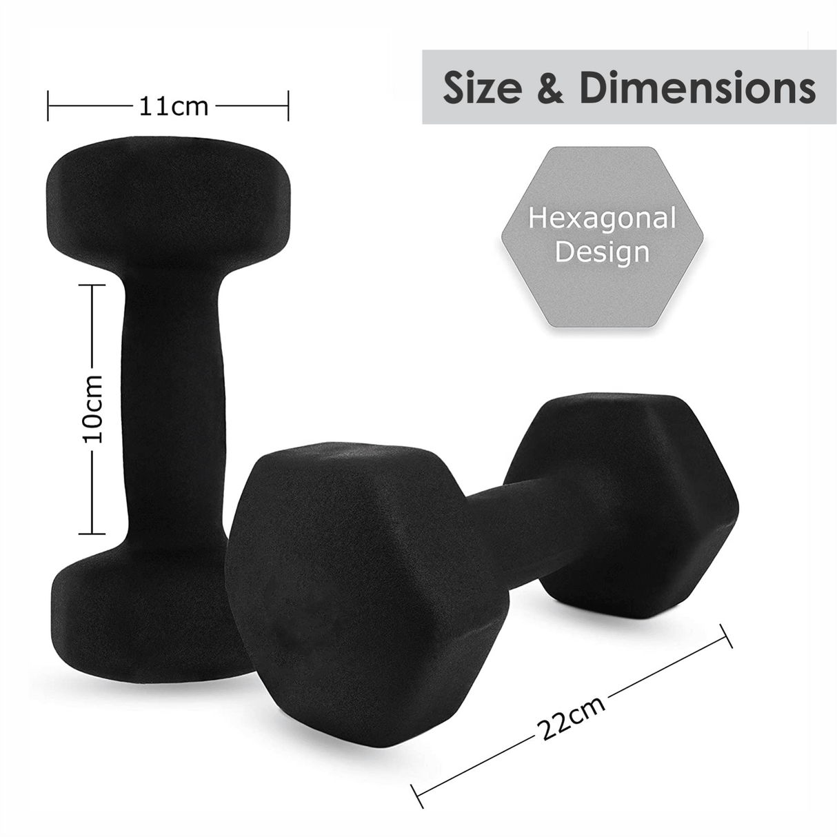 3KG Neoprene Plastic Dip Dumbbells Set