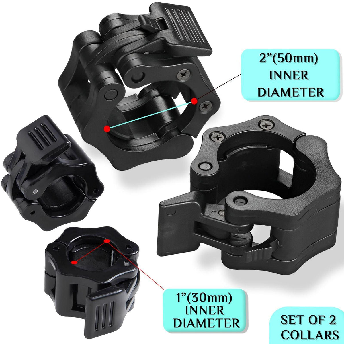 Spinlock Collars Pair – Blue 25mm Barbell Dumbbell Weight Clamps Bar Locks For Gym