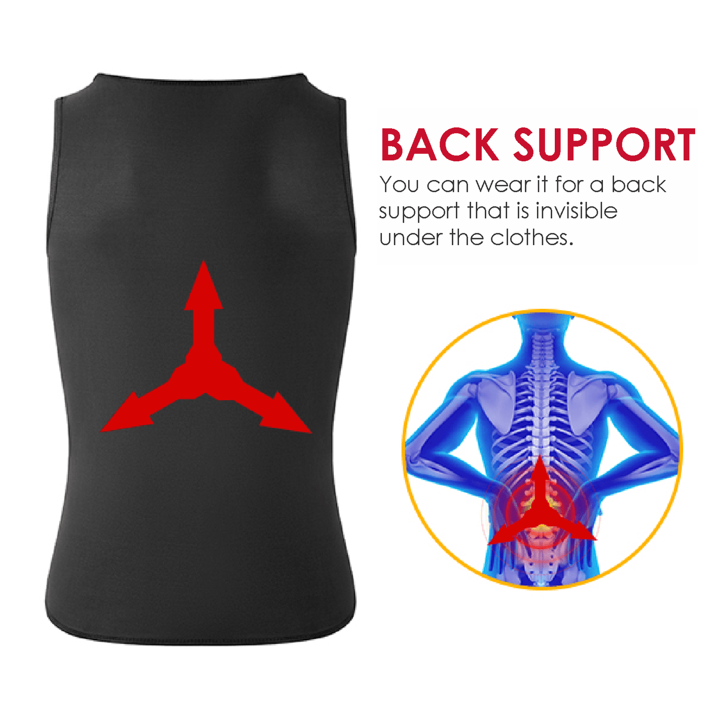 Sweat Shaper Sauna Vest back support- FK Spports