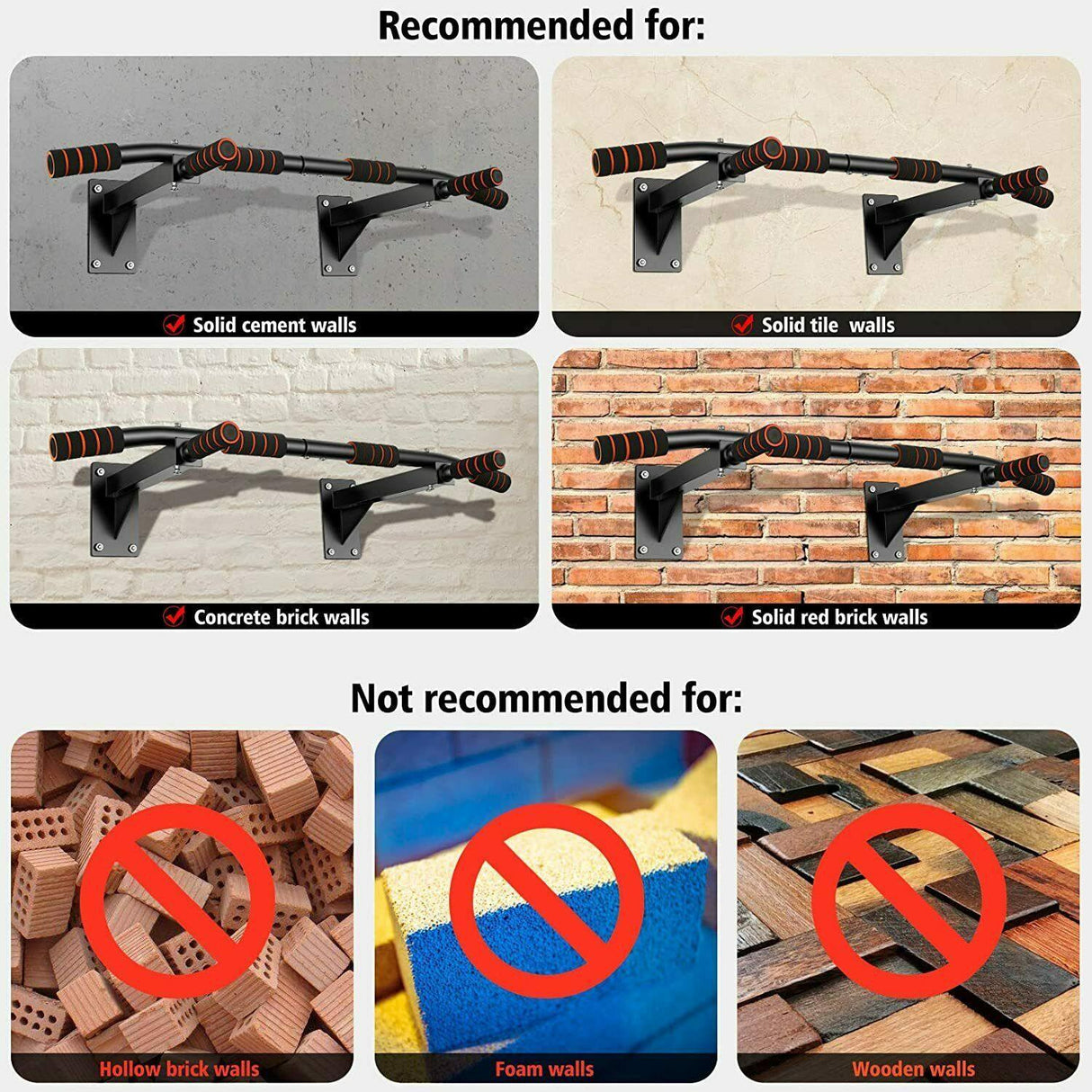 Wall Mounted Pull Chin Up Bar - FK Sports