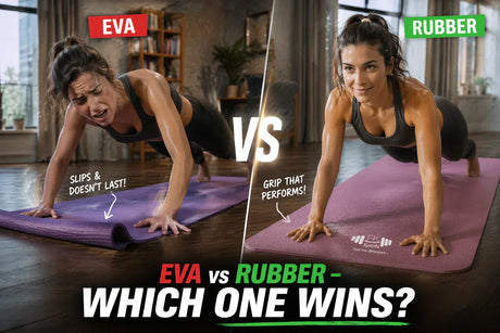 EVA vs rubber yoga mat comparison UK home workout stability