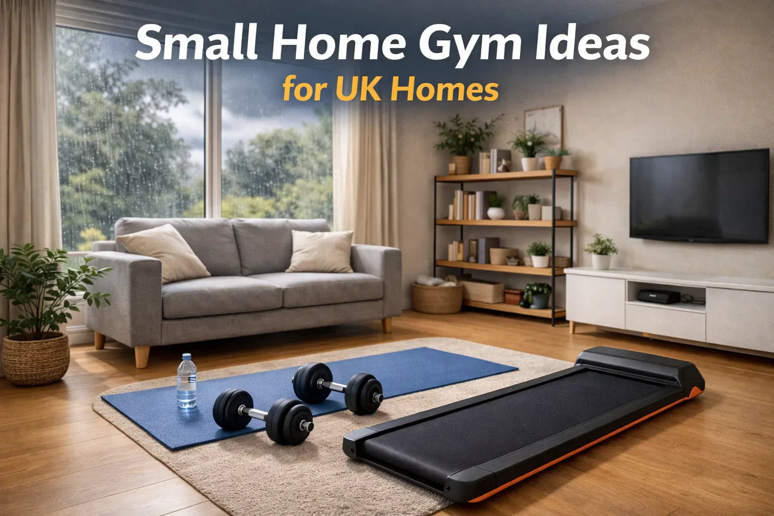 Small home gym setup in a UK living room