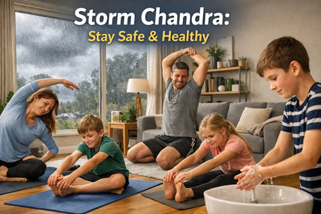 UK family staying healthy indoors during Storm Chandra