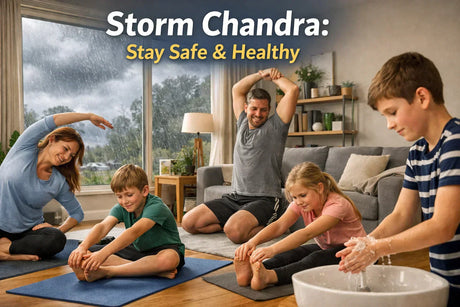 UK family staying healthy indoors during Storm Chandra