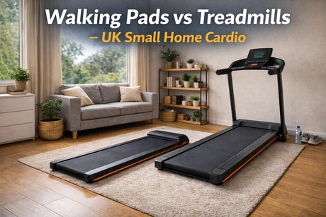 Small UK home gym with walking pad and treadmill