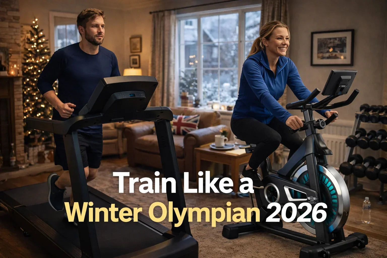 UK home workout with treadmill and mini exercise bike inspired by Winter Olympics 2026