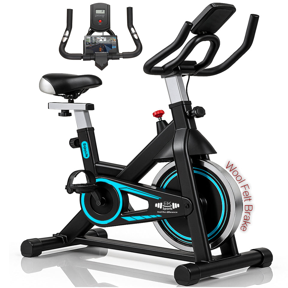 VIGBODY EB801 Indoor Cycling Exercise Bike – Stationary Upright Bike For Home Gym, 330lbs Capacity, 6 Programs, LCD Display, Gray