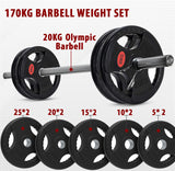 Weight Plates 2" Hole Olympic Barbell Cast Iron Weights Set Disc Dumbbell 170 KG