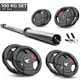 Tri-Grip Olympic Weight Plate & Barbell Set – 65kg–150kg