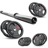 Tri-Grip Olympic Weight Plate Set with Barbell Bar