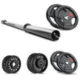 Tri-Grip Weight Plate With Barbell Set | Rubber & Powder Coated
