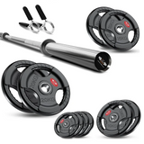 Tri-Grip Olympic Weight Plate Set with Barbell Bar