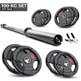 Tri-Grip Olympic Weight Plate & Barbell Set – 65kg–150kg