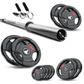Tri-Grip Olympic Weight Plate Set with Barbell Bar