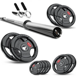 Tri-Grip Olympic Weight Plate Set with Barbell Bar