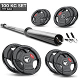 Tri-Grip Olympic Weight Plate & Barbell Set – 65kg–150kg
