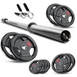 Tri-Grip Olympic Weight Plate Set with Barbell Bar