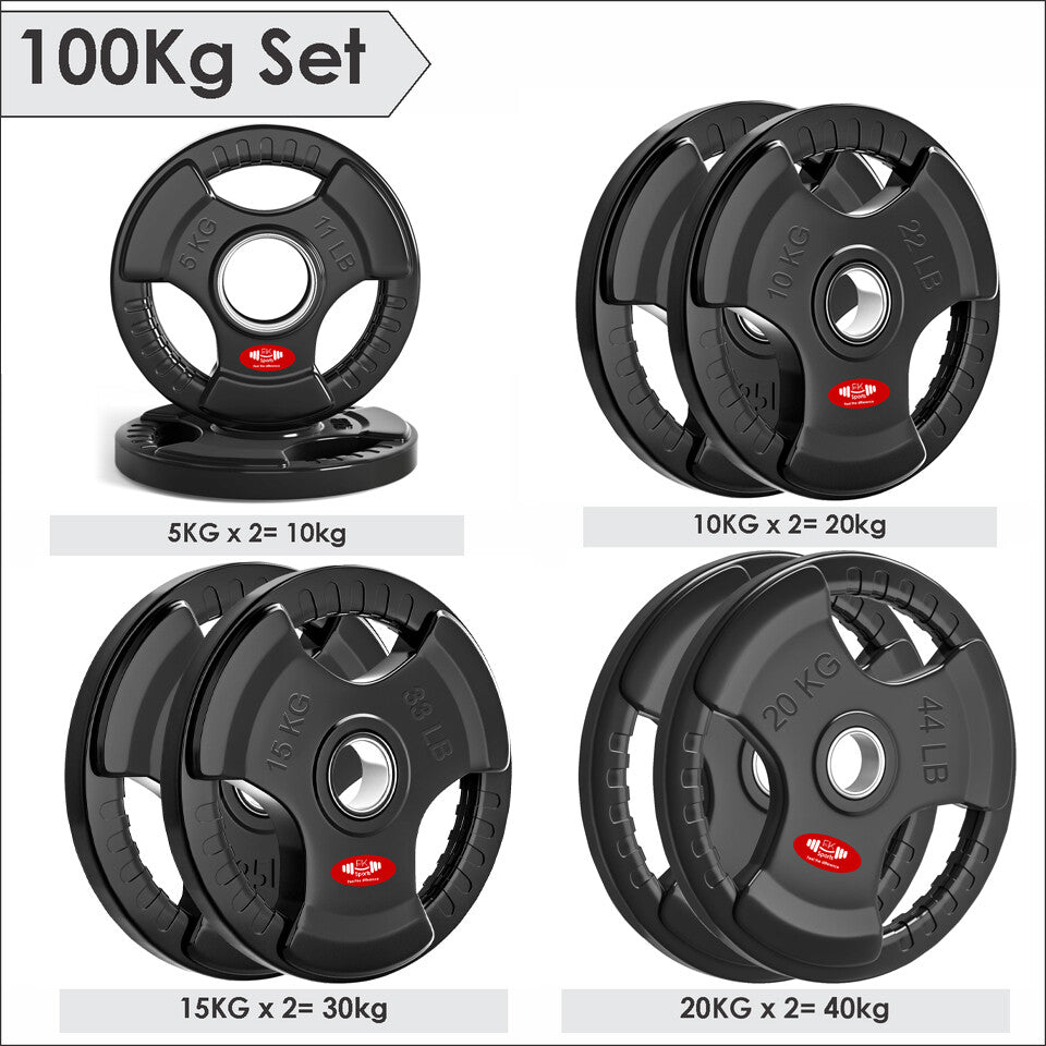 Tri-Grip Olympic Weight Plates 2.5kg–25kg – Rubber Coated Cast Iron | FK Sports