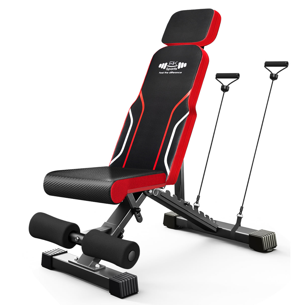 Adjustable Weight Bench – 300KG Heavy-Duty Foldable Workout Bench with 7 Incline & Decline Positions, Headrest & Resistance Bands for Full Body Training