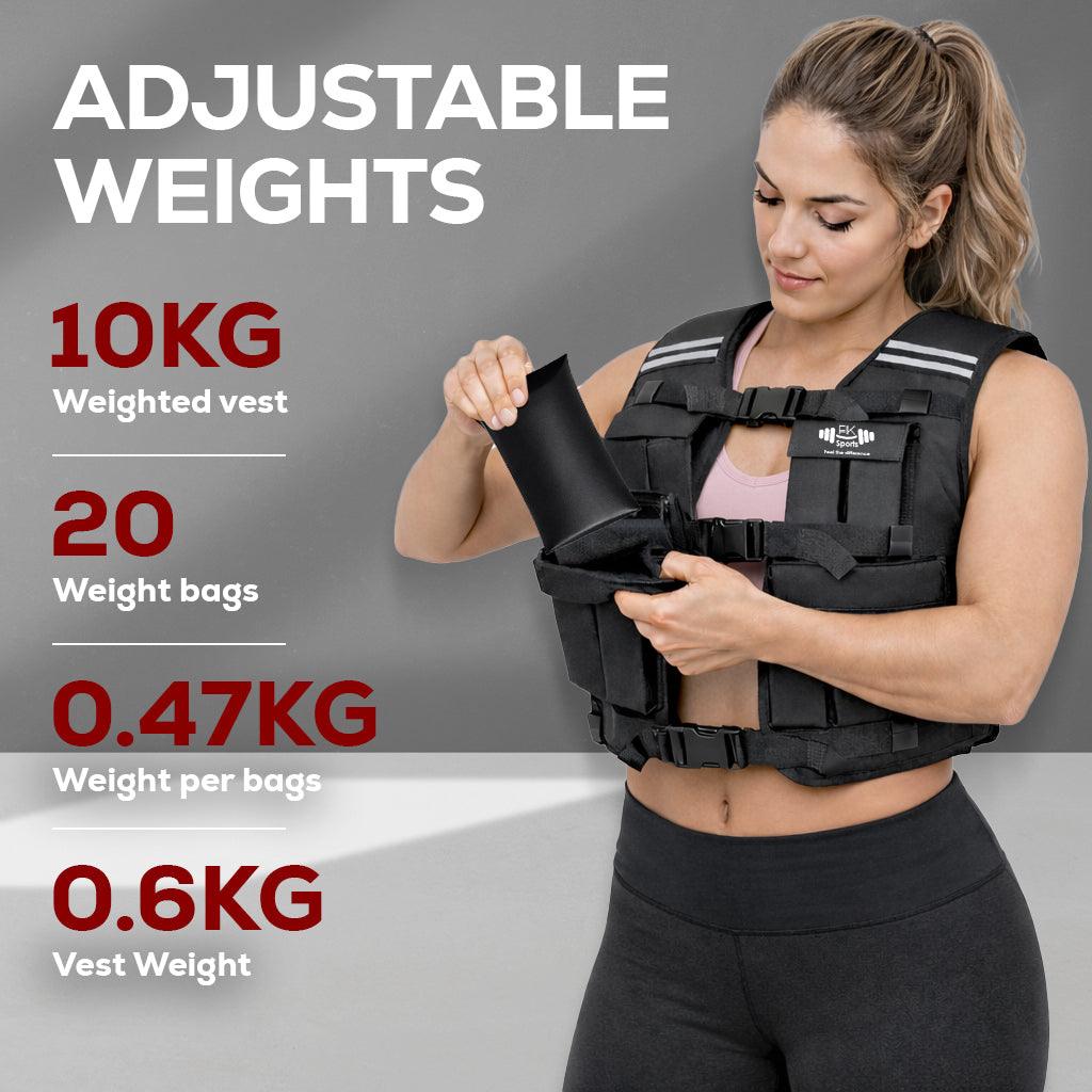 FK Sports Adjustable Weighted Vest (5kg–20kg) – Gym, Running & Strength Training Vest